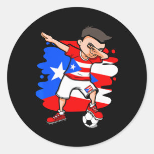 Sticker Rond Garçon de football Dabbing Porto Rico Maillot des
