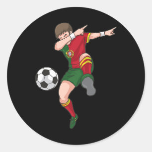 Sticker Rond Garçon de football Dabbing Portugal Maillot de foo