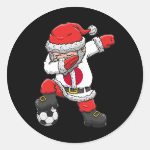 Sticker Rond Garçon de football Dabbing Santa Noël Japon Footby