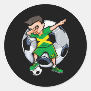Sticker Rond Garçon de football qui fait du dabbing Jamaïque Su