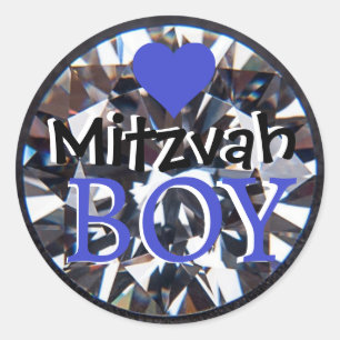 Sticker Rond Garçon de Mitzvah de diamant