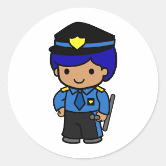 Sticker Rond Garçon de police