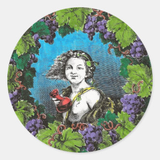 Sticker Rond garçon de style victorien en couronne de raisin