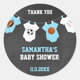 Sticker Rond Garçon de tableau de baby shower de thème de