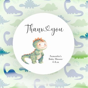 Sticker Rond Garçon dinosaure Merci baby shower