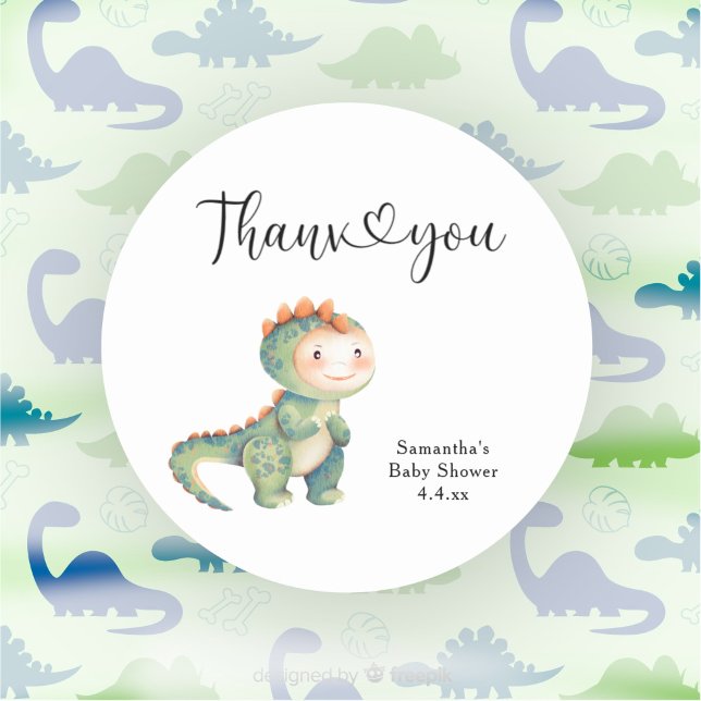 Sticker Rond Garçon dinosaure Merci baby shower  (Créateur téléchargé)