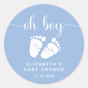 Sticker Rond Garçon Douche bébé pieds bleu