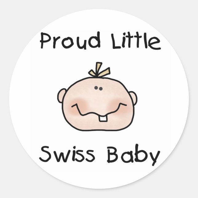 Sticker Rond Garçon Fier Swiss Baby (Devant)
