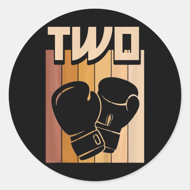 Sticker Rond Garçon Fille 2 Ans Anniversaire Boxe 2ème Annivers (Devant)