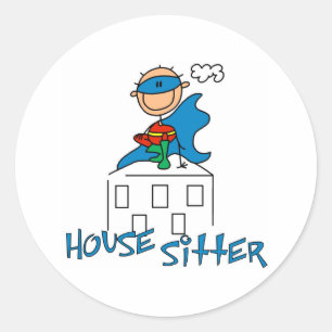 Sticker Rond Garçon Héros Garde de Maison