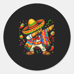Sticker Rond Garçon hommes poncho mexicain Dabbing Cinco De May