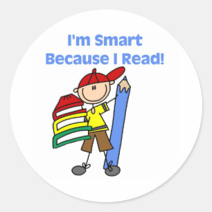 Sticker Rond Garçon intelligent parce que je lis