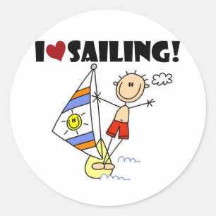 Sticker Rond Garçon j'aime la voile
