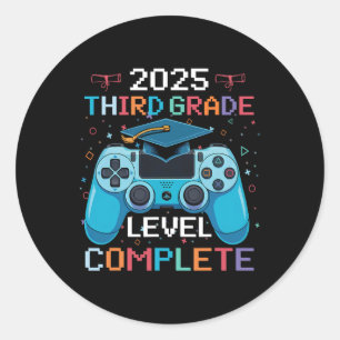 Sticker Rond Garçon joueur vidéo complet de niveau 3e année dip