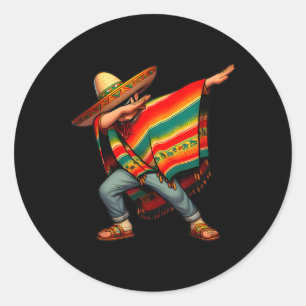 Sticker Rond Garçon Mexicain Dabant Poncho Cinco De Mayo 4 