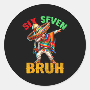 Sticker Rond Garçon mexicain dabbing cinco de mayo six sept frè