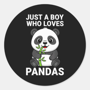 Sticker Rond Garçon Mignon Aime Les Pandas