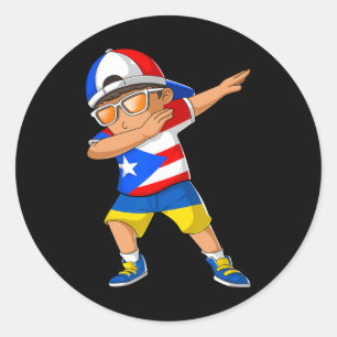 Sticker Rond Garçon moitié portoricain moitié ukrainien Porto R