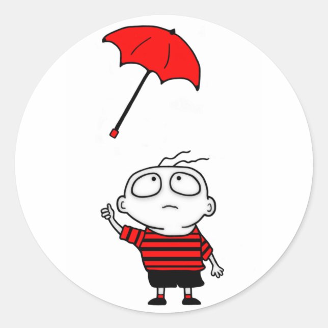 Sticker Rond Garçon parapluie (Devant)