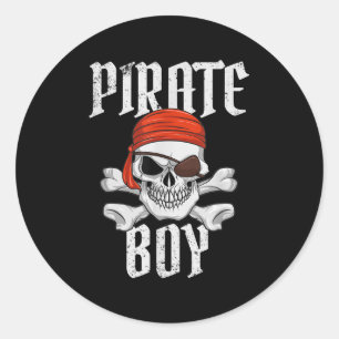 Sticker Rond Garçon pirate Halloween Crâne & Os croisés Pir