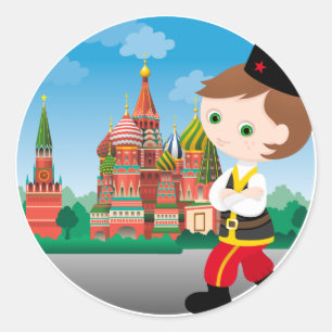 Sticker Rond garçon russe