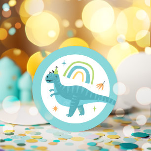 Sticker Rond Garçon T Rex Dinosaur fête d'anniversaire Faveurs