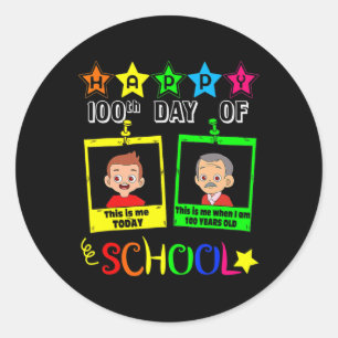 Sticker Rond Garçons 100 Jours D'École - Quand J'Ai 100 Ans