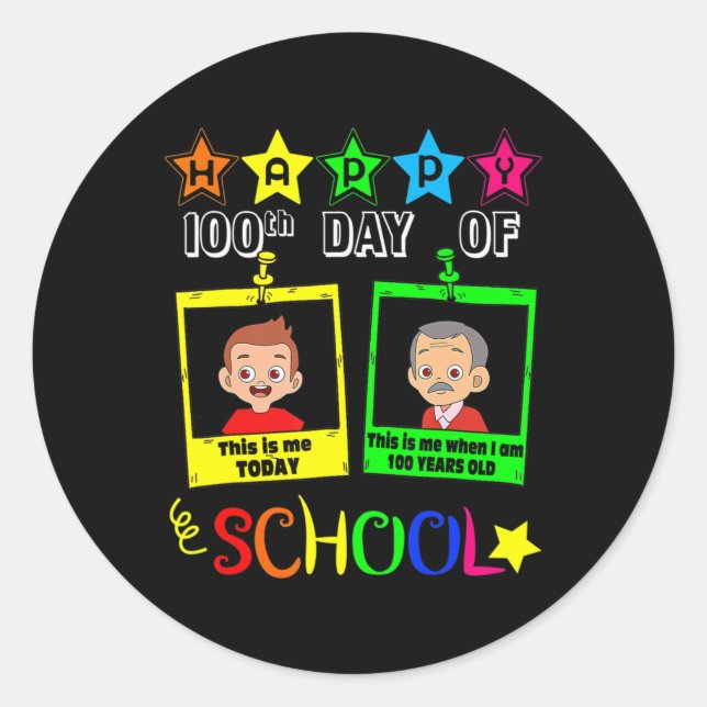 Sticker Rond Garçons 100 Jours D'École - Quand J'Ai 100 Ans (Devant)