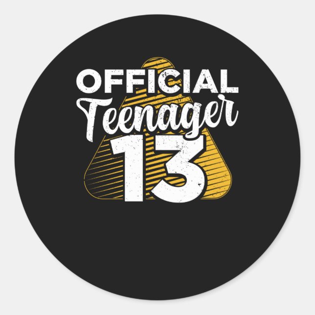 Sticker Rond Garçons 13e anniversaire Adolescent officiel (Devant)