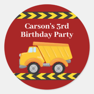 Sticker Rond Garçons Anniversaire Fête Personnalisée Camion-Cam