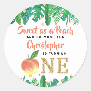 Sticker Rond Garçons au doux pêche 1er anniversaire