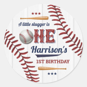 Sticker Rond Garçons Baseball 1er anniversaire