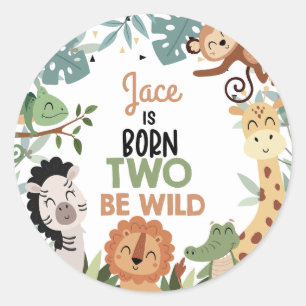 Sticker Rond Garçons Brown Green Born Two Be Wild 2e anniversai