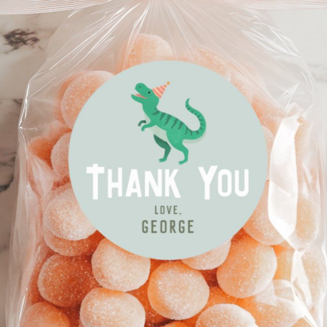 Sticker Rond Garçons Cute T-Rex Dinosaur Anniversaire de enfant (Créateur téléchargé)