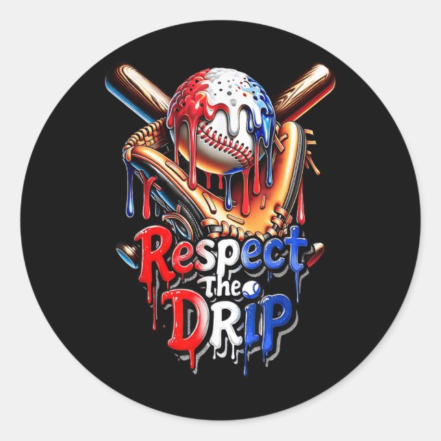 Sticker Rond Garçons de dégoulinade de baseball Plaque de base  (Devant)