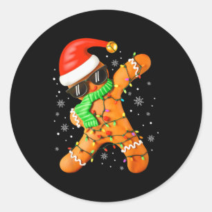 Sticker Rond Garçons de Noël drôles Enfants Dabbing Gingerbread