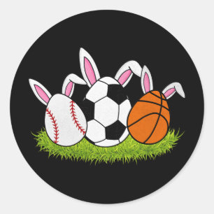 Sticker Rond Garçons de Pâques Baseball Basket-ball Football Sp