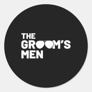 Sticker Rond Garçons d'honneur Marié Hommes en Squat Cérémonie 
