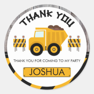 Sticker Rond Garçons en construction Anniversaire Favoriser Sti