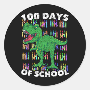 Sticker Rond Garçons Filles Enfants Étudiants T Rex 100 Jours D