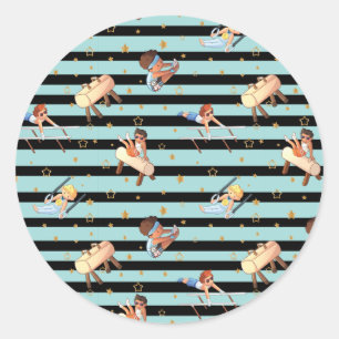 Sticker Rond Garçons Gymnastique Anneaux Parallel Bars Pommel H