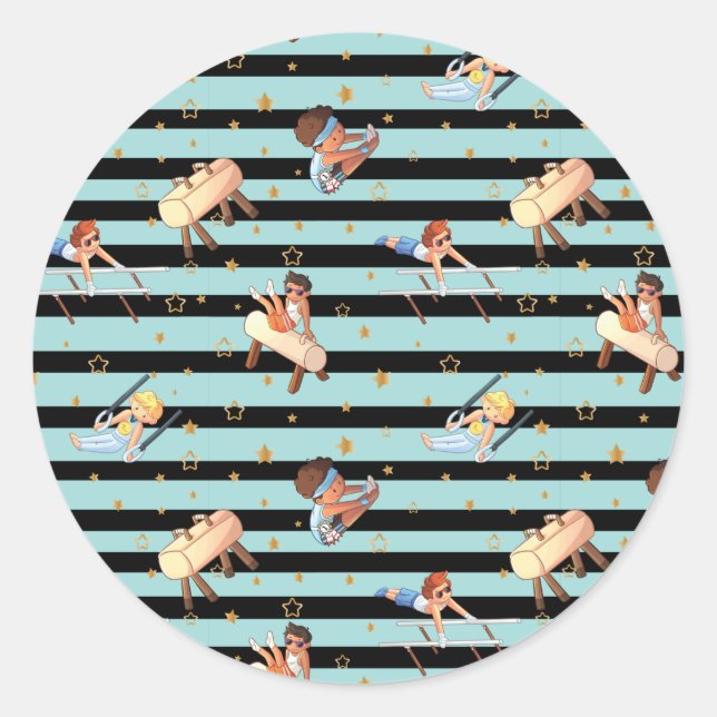 Sticker Rond Garçons Gymnastique Anneaux Parallel Bars Pommel H (Devant)