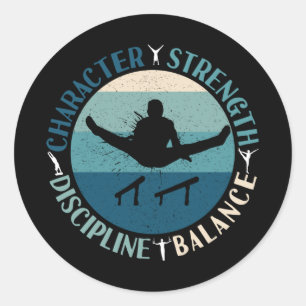 Sticker Rond Garçons Gymnastique Caractère Force Discipline