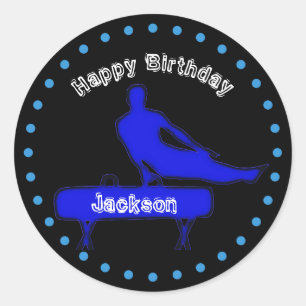 Sticker Rond Garçons Gymnastique fête d'anniversaire