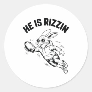Sticker Rond Garçons Il Est Ressuscité Lapin Visage Lunettes de