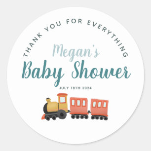 Sticker Rond Garçons Joli train Merci Baby shower Favoriser
