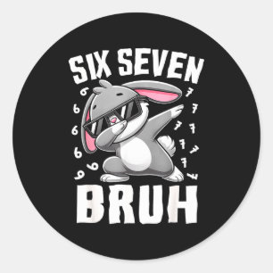 Sticker Rond Garçons jour de Pâques six sept bruh dabbing lapin