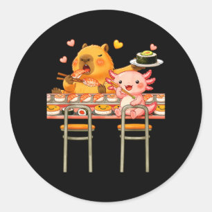 Sticker Rond Garçons Kawaii Sushi de Capybara Mignon et Boba de
