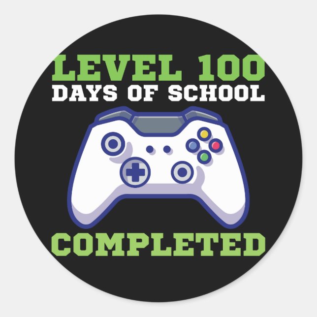 Sticker Rond Garçons Niveau 100 Jours d'école terminés  (Devant)