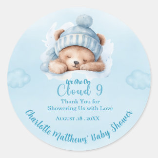 Sticker Rond Garçons Ours Nuage Neuf 9 Baby Shower